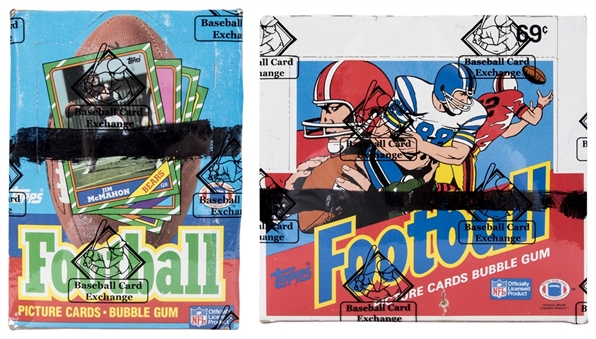 1986 Topps Football Unopened Cello Box (24 Packs) and Wax Box (36 Packs) Pair (2 Items; Both BBCE Certified) 